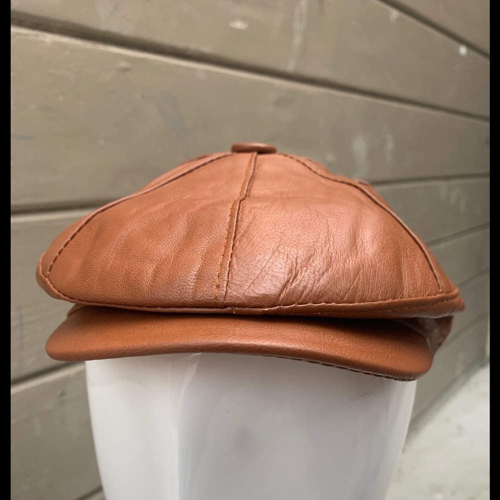 Men Sheepskin leather Gatsby Hat NWT